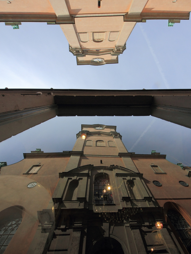 Stockholm Storkyrkan Ausschnitt der Fassade, Domkirche verdoppelt im Viertel Gamla Stan