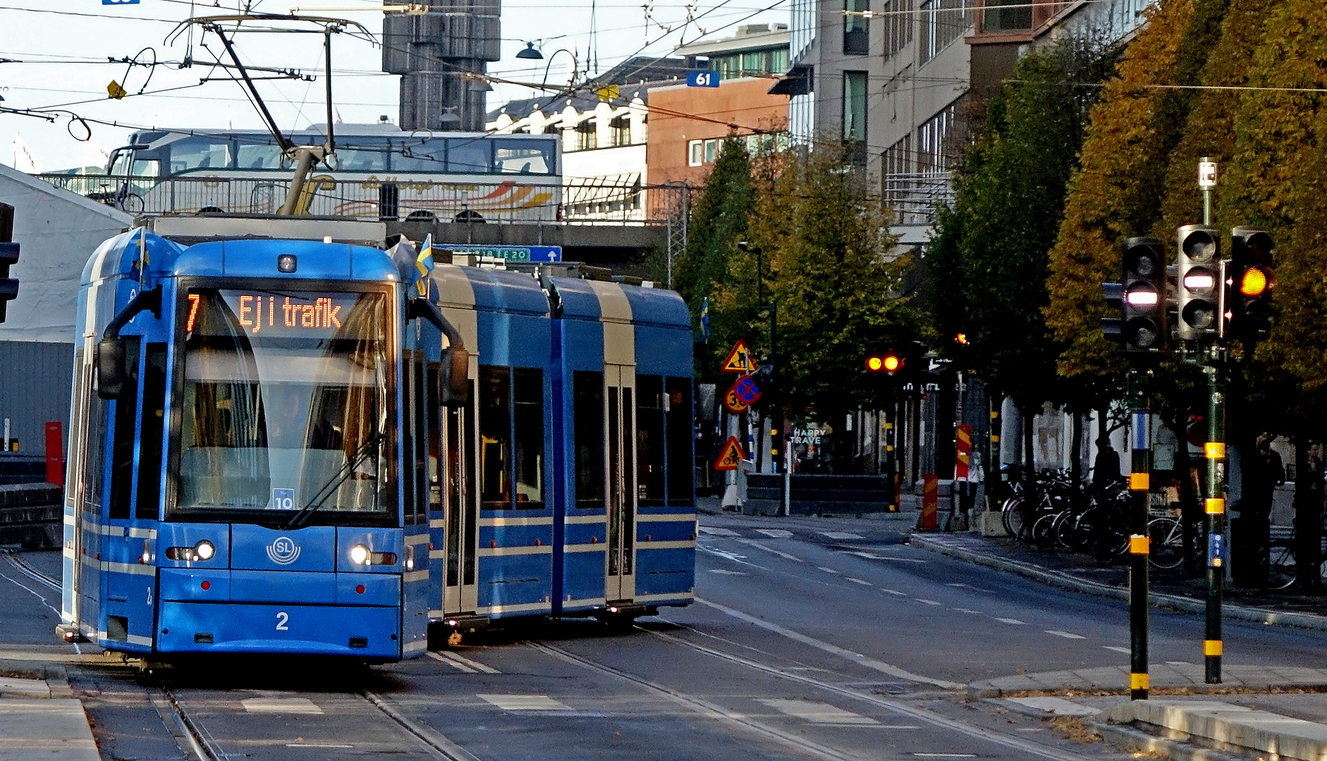 Stockholm, Straßenbahnlinie 7 - wg Bauarbeiten erst ab Kungsträdgarden nach Djurgarden