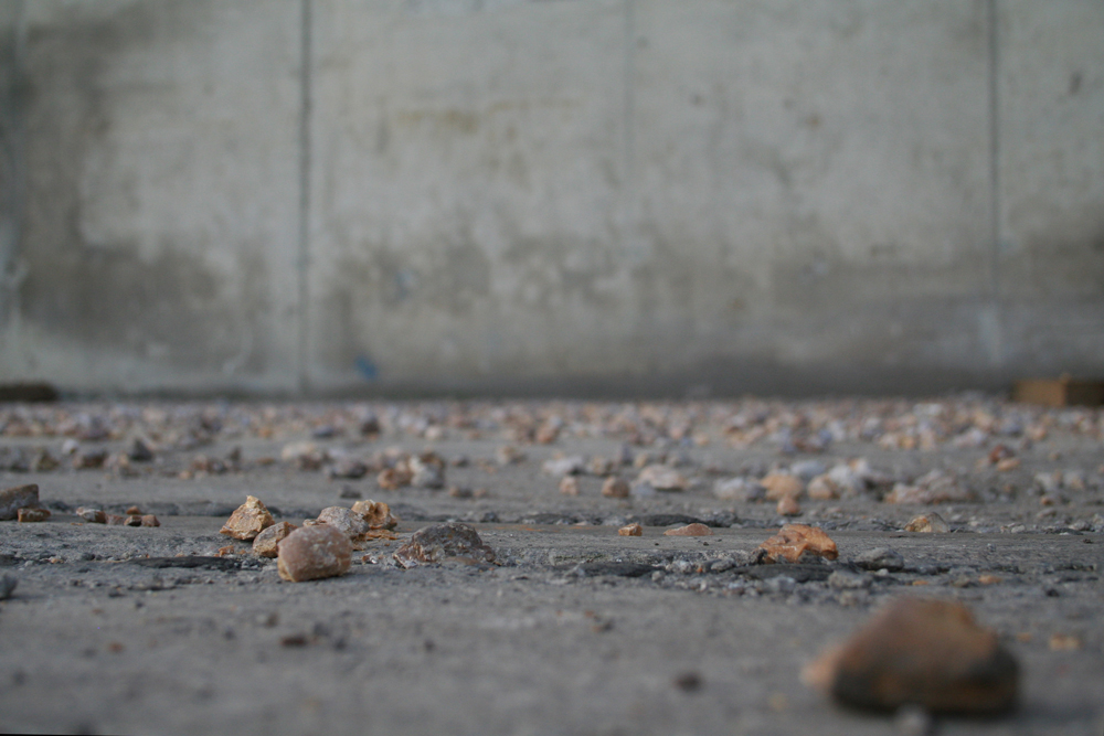 Stones are lying on the floor