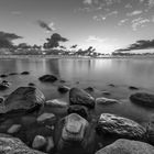 Stones Water Sunrise Black & White