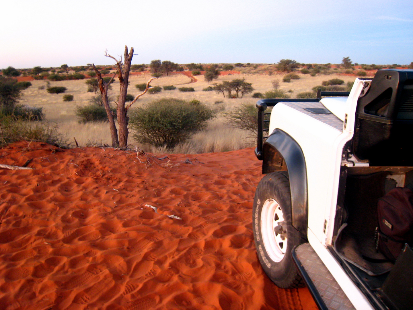 Stop in der Kalahari.