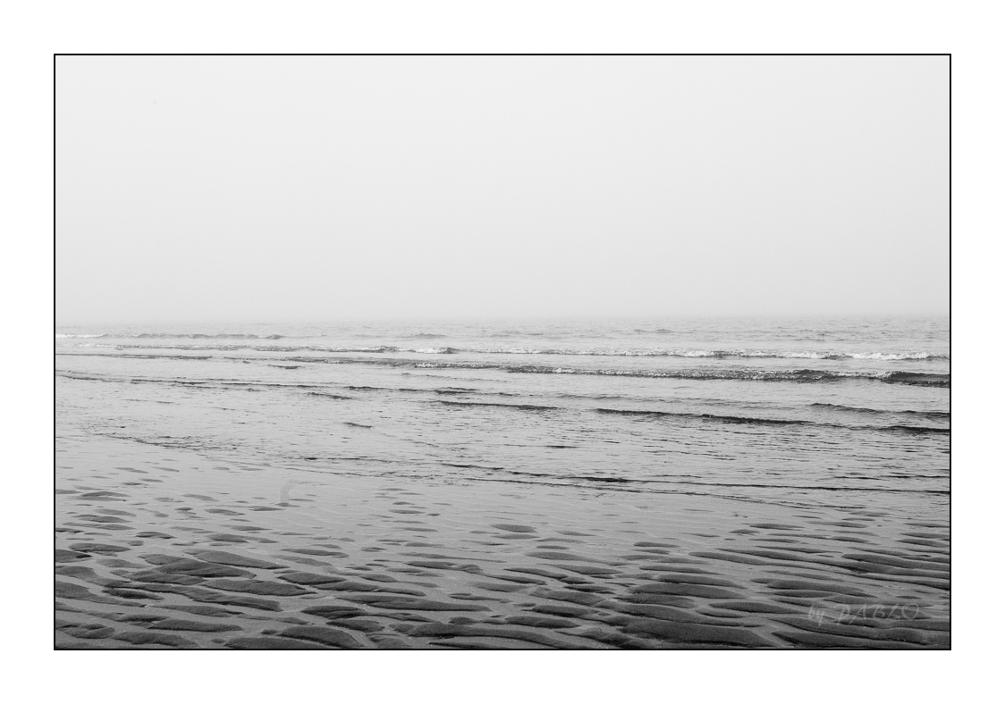 Strand im Nebel