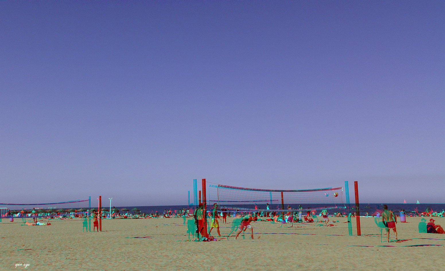 Strand in Valencia Spanien - Anaglyphen