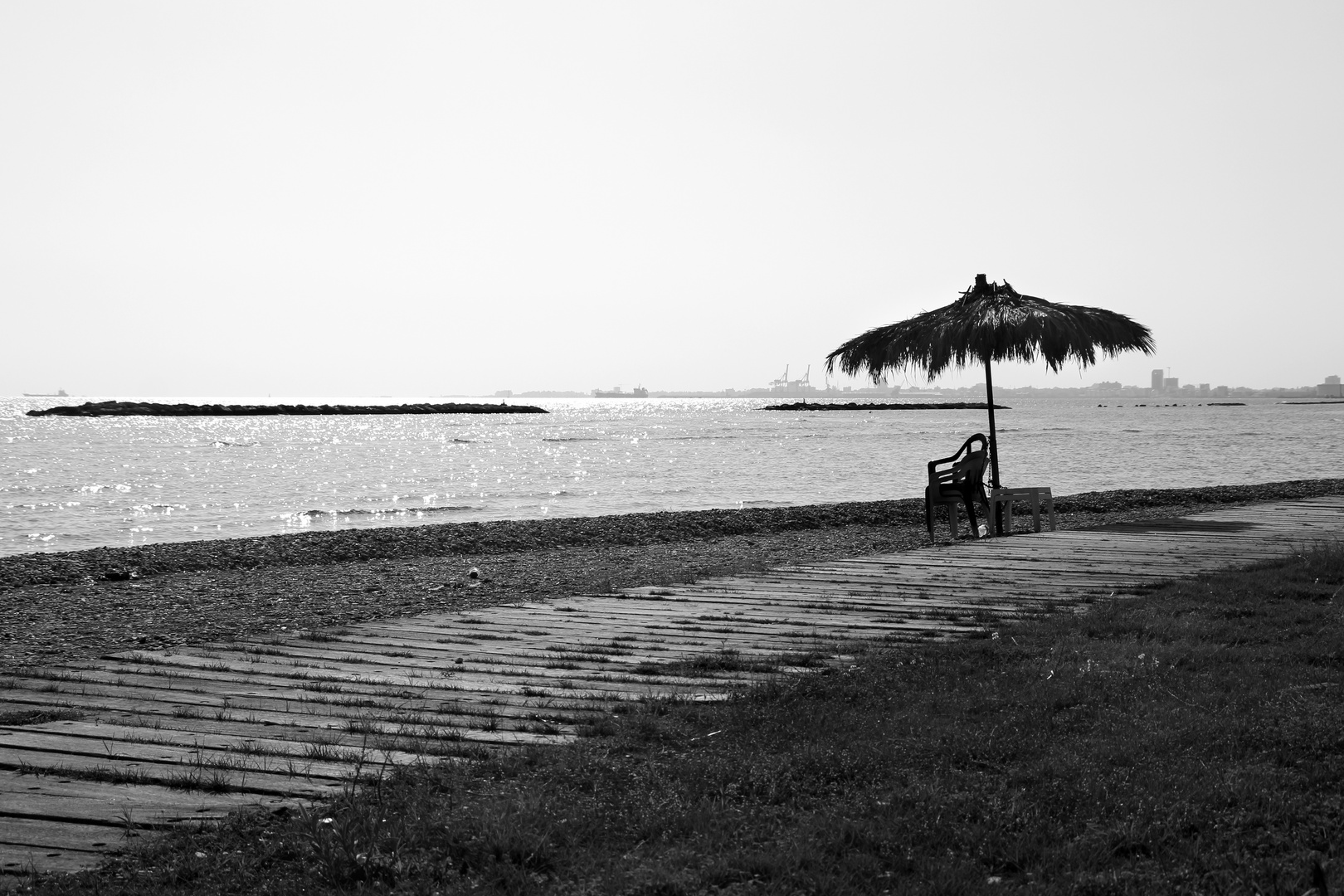 Strand schwarz weiß