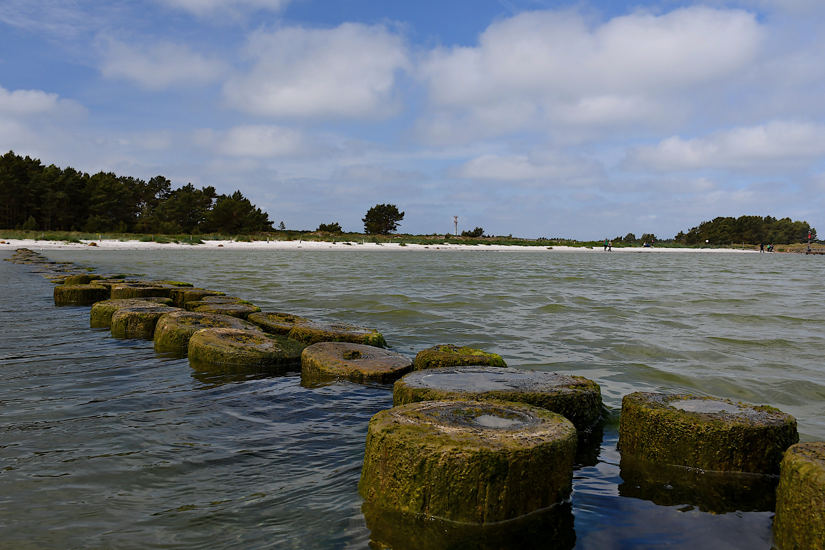 Strand vom Wasser aus betrachtet.