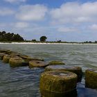 Strand vom Wasser aus betrachtet.