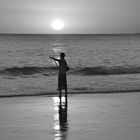 Strandfischer in der Abenddämmerung