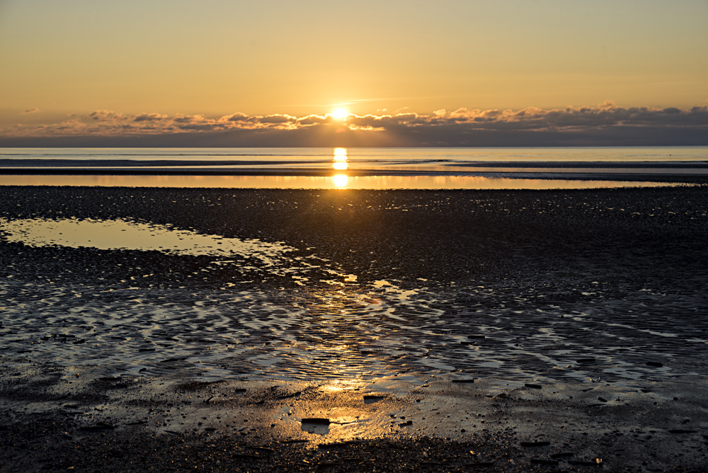 Strandimpressionen beim Sonnenuntergang auf Römö