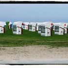 Strandkörbe auf der grünen Wiese