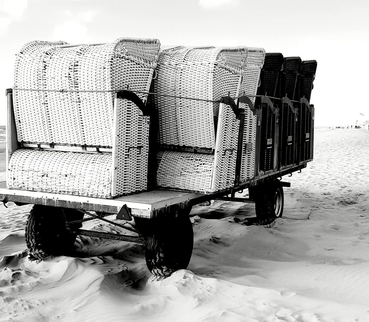 Strandkörbe bereit für den Winterschlaf