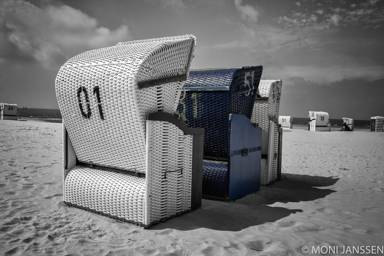 Strandkörbe sw - blau Borkum