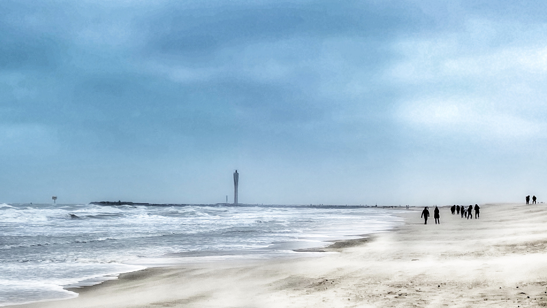 Strandmarsch im Winter in Ostende