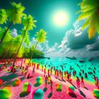 Strandtopia (Ein KI-Bild erstellt mit viel Farbe und DALL·E 3)