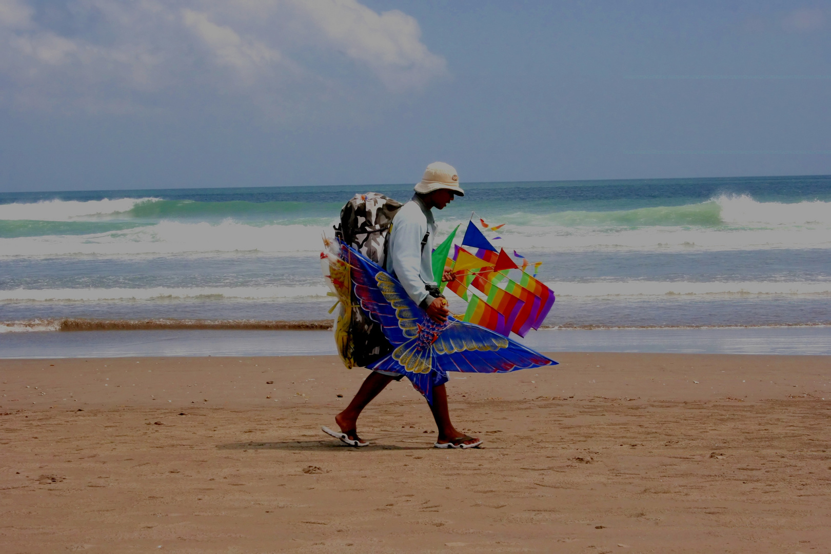 Strandverkäufer- Gesehen in Seminyak (Bali)