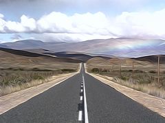 Straße in Südafrika mit Regenbogen