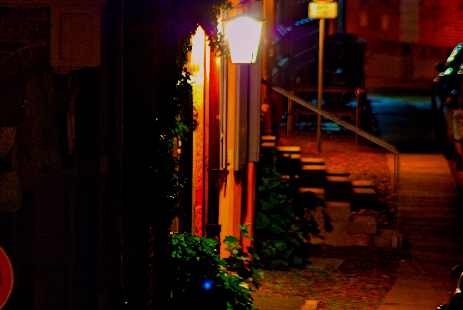 Straße Nacht Eingang Lampe HDR-Drakroom