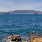 Strasse von Gibraltar und Hafeneinfahrt nach Algeciras