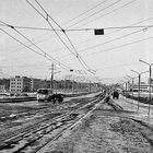 Strassenbahn #11 hat zu Station "Fleischkombinat" angekommt. Kasan. Februar 1983.