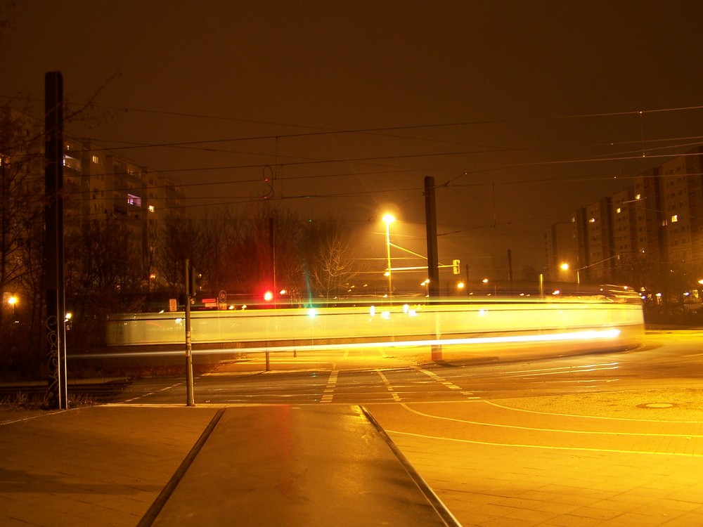 Straßenbahn in voller Fahrt