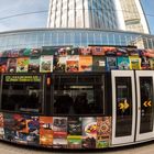 Straßenbahn vor der EZB in Frankfurt - Fisheye