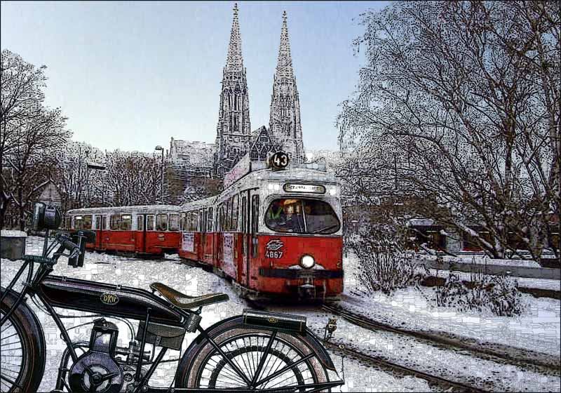 Strassenbahn vor der Votivkirche (Wien-Vienna)