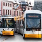 Strassenbahnen auf dem Münsterplatz - Mainz