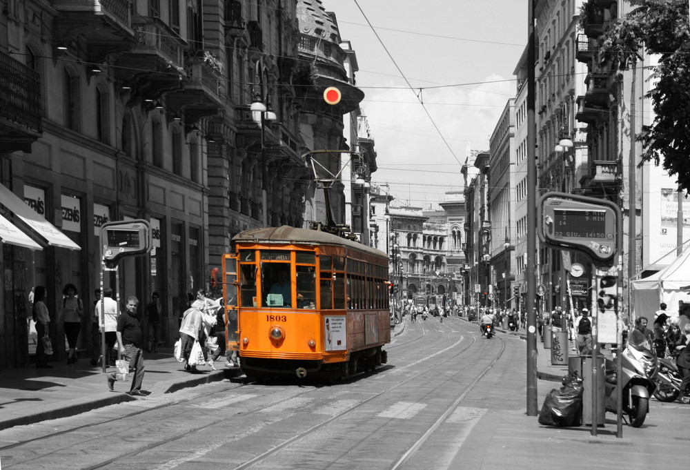 Strassenbahn/Tram in Milano/Mailand - colorkey