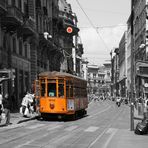 Strassenbahn/Tram in Milano/Mailand - colorkey