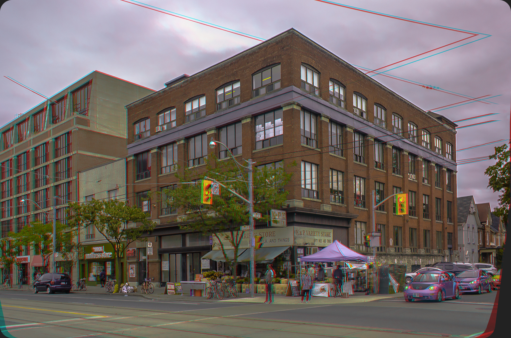 Straßenecke, Little Italy / Toronto Anaglyph 3-D