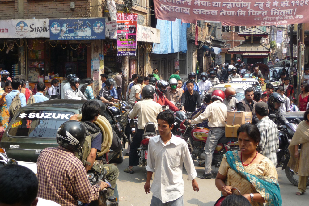 Strassenkreuzung in Thamel (Kathmandu)