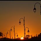 Strassenlaternen beim Sonnenuntergang