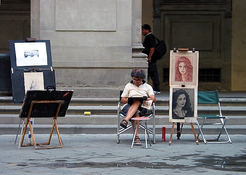 Strassenmaler in den Uffizien