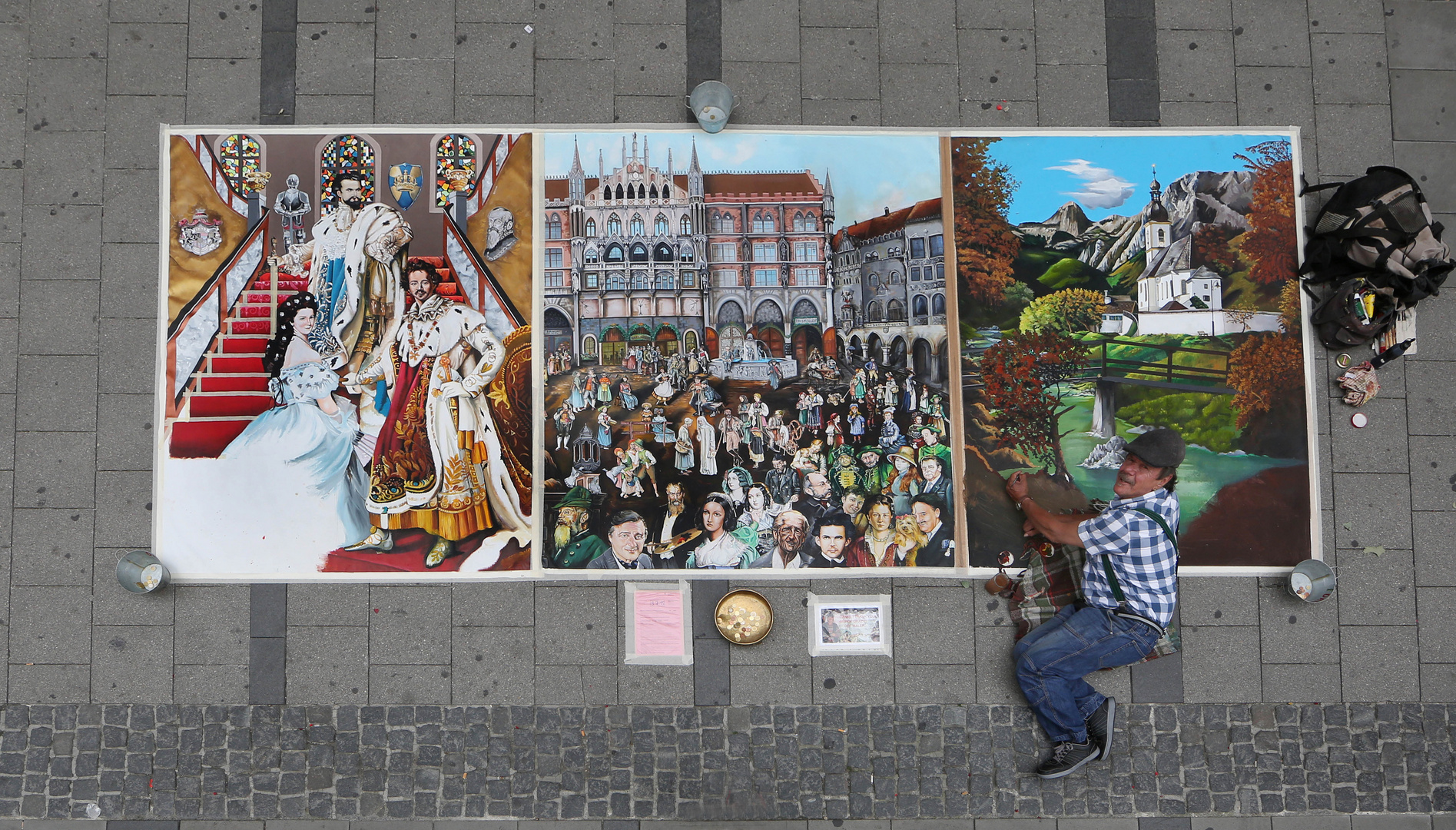 Strassenmaler In Munchen Foto Bild Streetfotografie Mit Menschen Strassenmalerei Acryl Auf Leinwand Bilder Auf Fotocommunity