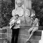 Straßenmusik auf der Karlsbrücke in Prag - 1990