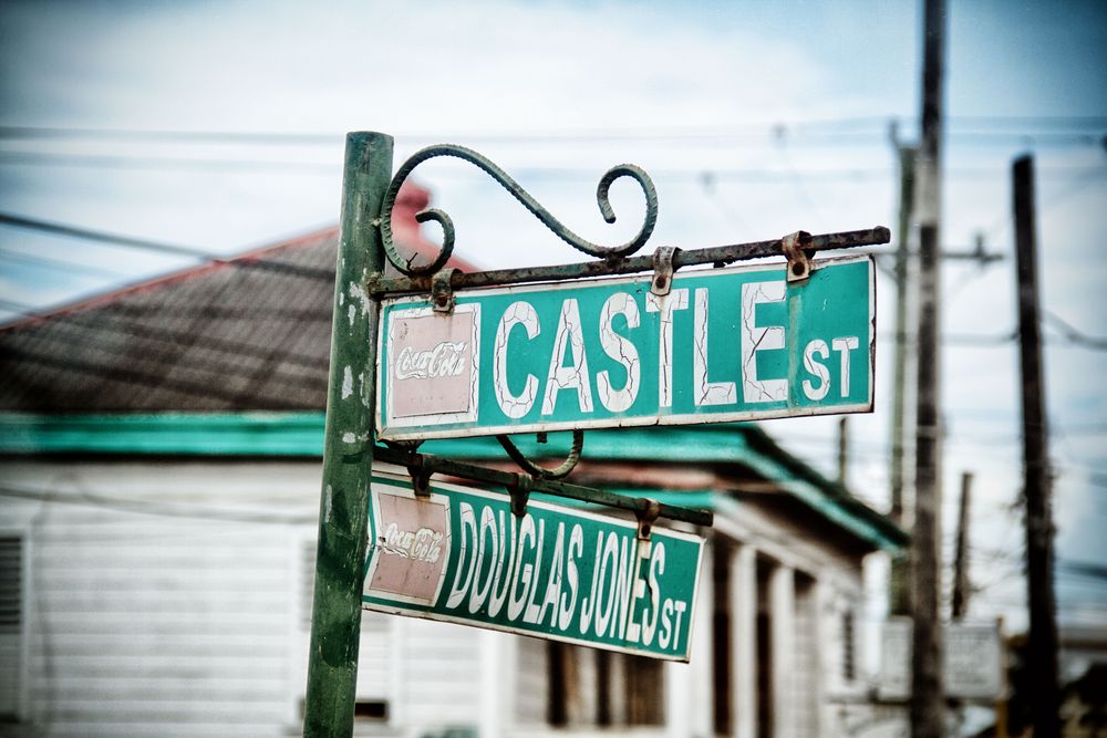 Straßenschild in Belize City