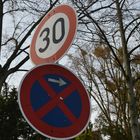 Straßenschilder: Parkverbot und 30 Zone