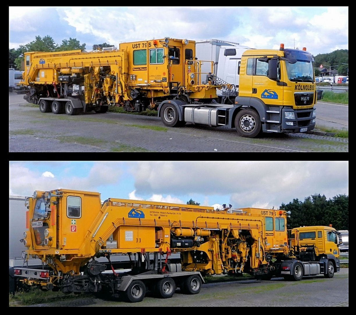 Straßentransport einer Gleisbaumaschine