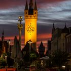 Straubinger Stadtturm im Morgenrot