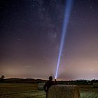 straw bales at night