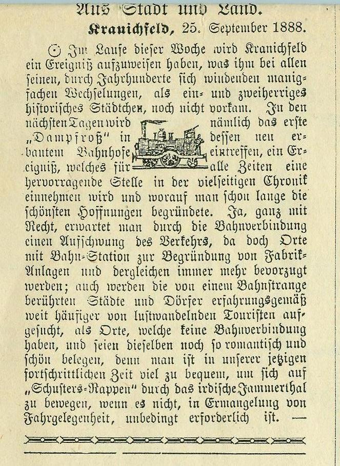 Streckeneröffnung 1888