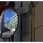 street in mirror