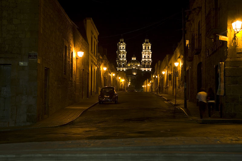 Street in Morelia by night