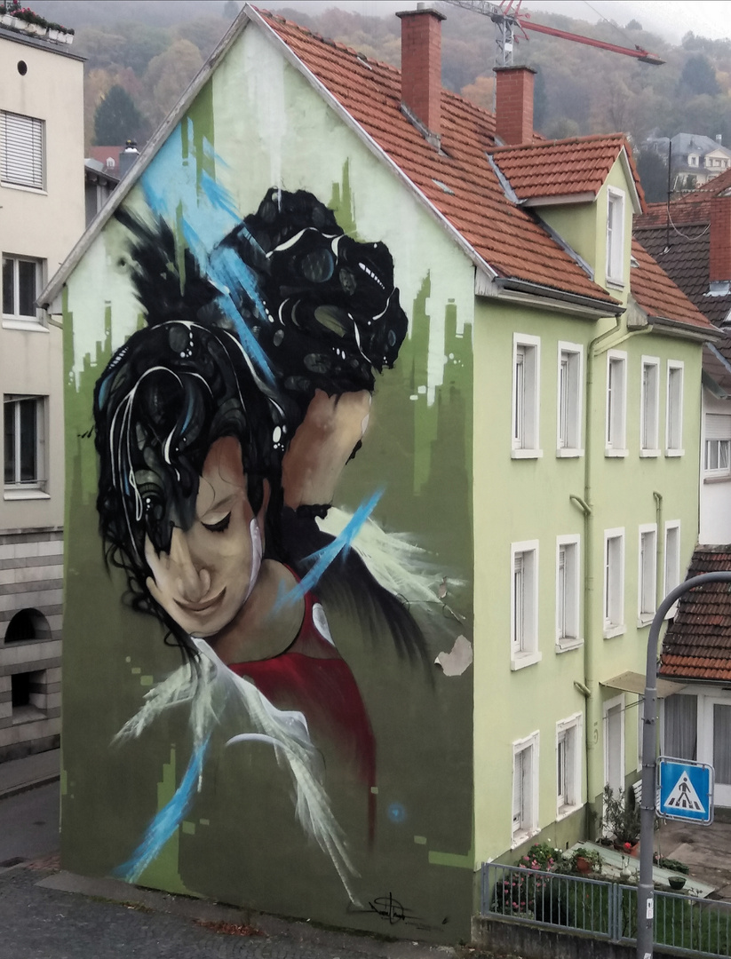 Streetart Kopf Wand HD J5-19-col +streetart + News