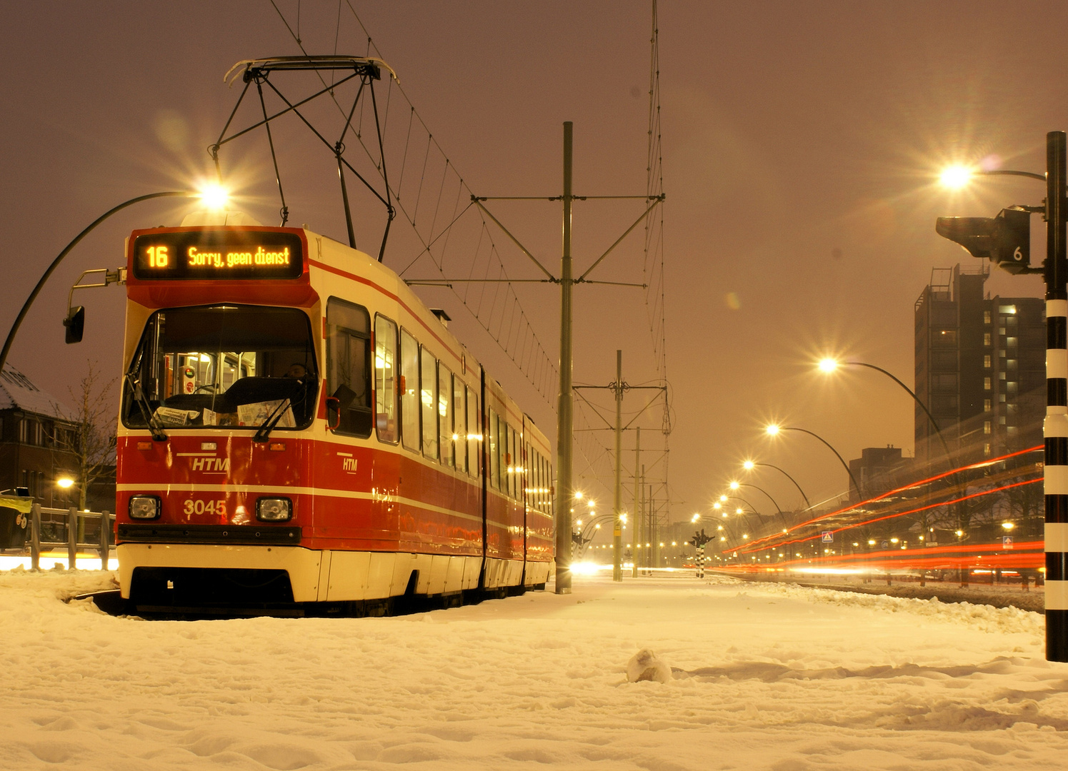 Streetcar in the snow