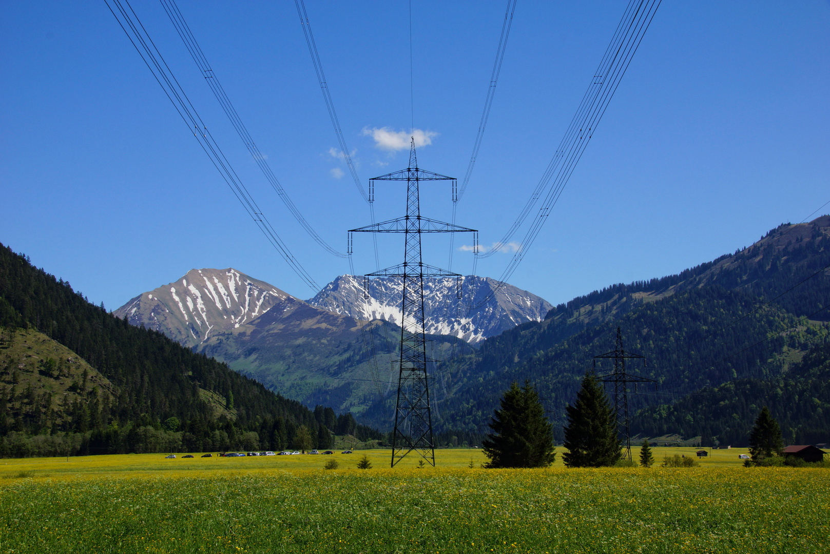 Stromleitung in den Alpen Foto & Bild | grün, strom, elektro Bilder auf