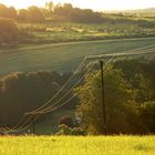 Stromleitungen glühen in der Abendsonne