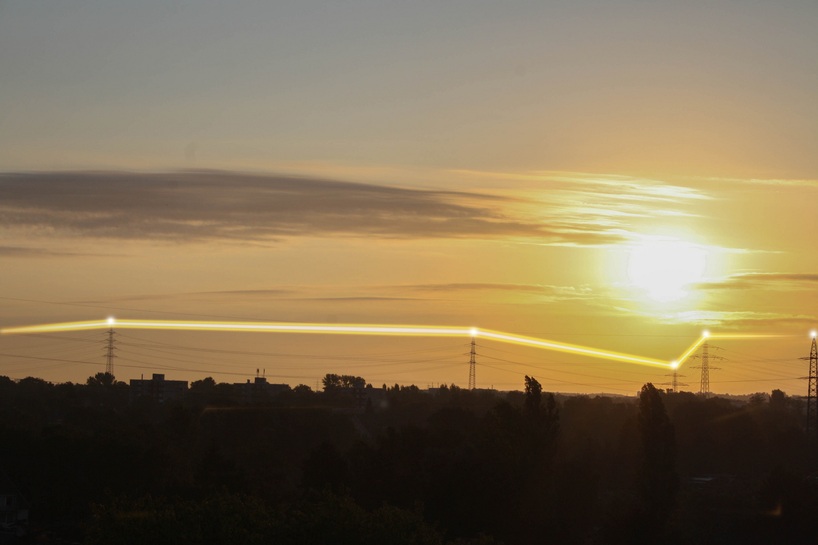 Strommast Sonnenaufgang