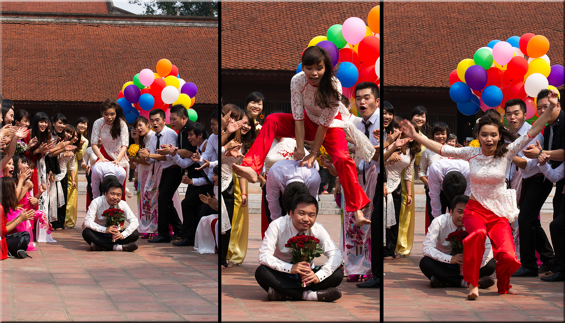 Studenten-Party im Literaturtempel Hanoi