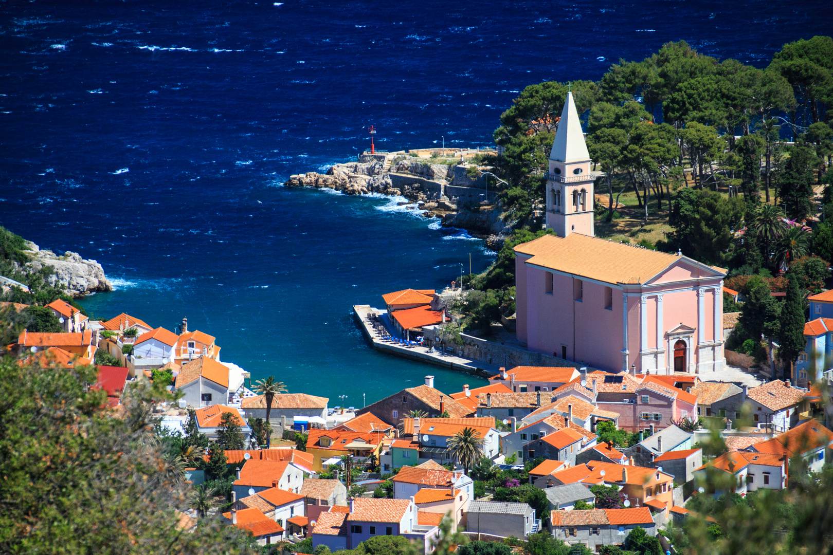 Stürmische Adria bei Veli Losinj - fotografiert von Sv. Ivan in 224 m Höhe