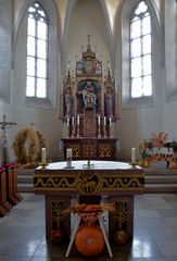 Stuppach Mariä Krönung Blick in den Chor - Altarraum